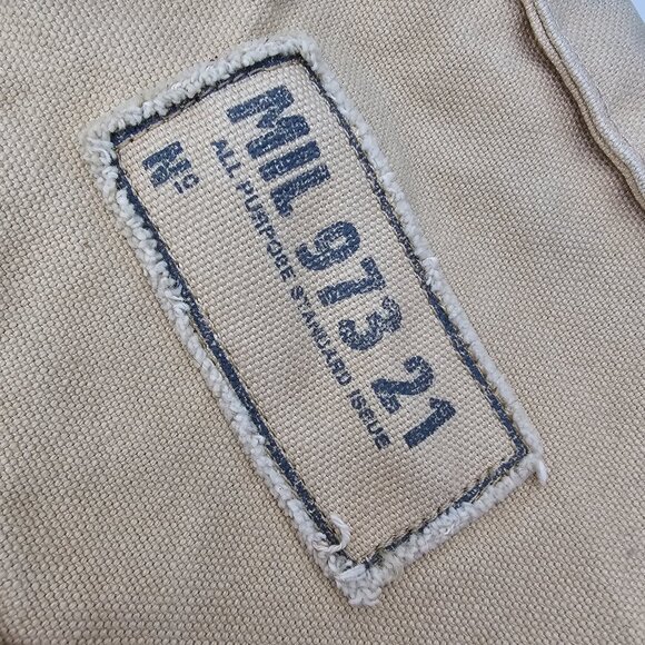 Y2K Old Navy Unisex Canvas Messenger Bag /w button closure One Size Cream/Beige - Picture 12 of 16